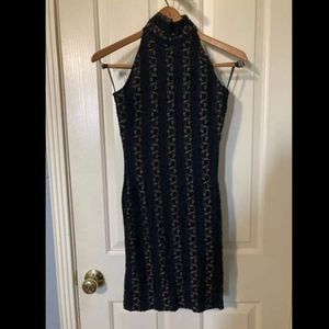 Torn By Ronny Kobo black and gold mini dress